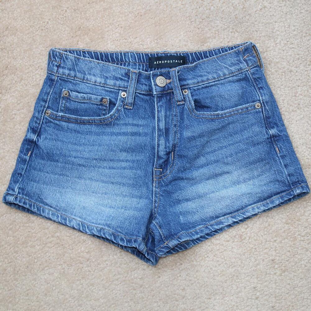 Petite Short Blue Aeropostale Denim Mom Jorts‎